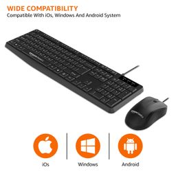 Amazon Basics Wired Keyboard and Mouse Combo l 1200 DPI l for Windows, Mac OS Computer image 4