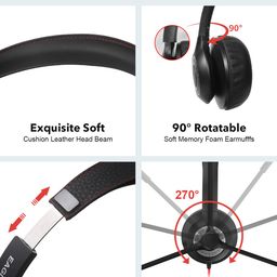 jiamqishi Headset with Microphone for PC Wired Headphones - Type-C Over-Ear 3.5mm Headsets with Noise-Cancelling Microphone for Laptop - Computer Headphones with Mic in-line Control for Home image 5