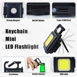 lutitasd Abs Keychain Light - Rechargeable Flashlights, 4 Modes Mini Flashlight Keychain With Folding Bracket Bottle Opener And Magnetic Base For Emergency And Outdoor Use… image 2