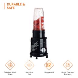 amazon basics 500 Watt Nutri Blender with 3 Speed Settings and 2 Unbreakable Polycarbonate Jars - 600 ml + 300 ml, ISI-Marked, Black image 3