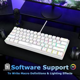 Ant Esports MK1300 V2 Portable 60 Percent Mechanical Keyboard, Compact 61 Keys Mini Gaming Keyboard for PC/Mac Gamer Switchable Colorful RGB Backlit Small Keyboard Brown Switch – White image 3