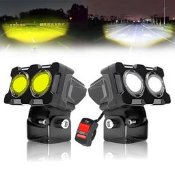 OBEROI'S TRADERS Waterproof LED Fog Light Lens Projector With HD Lens Super Bright Dual Color White | Yellow With High & Low Beam For All Motorbike, Scooty & ATVs image 4