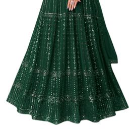 glammer fashion faux georgette with heavy embroidery and sequence work multi color designer anarkali gown for women's image 4