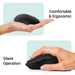 ZEBRONICS Charm Rechargeable Wireless Mouse, Dual Mode (2.4GHz + BT), Dual Bluetooth, Upto 1600 DPI, Silent Operation, 6 Buttons, Comfortable & Ergonomic, for Mac | Laptop | Computer (Metallic Black) image 4