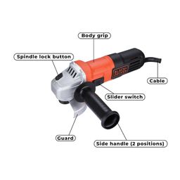 BLACK+DECKER G650-IN, 650W 4''/100mm Angle Grinder (Corded) for Grinding, Polishing and Cutting with Spindle Lock and Slide switch, 1 Year Warranty (SIDE HANDLE INCLUDED) image 3