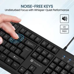 Portronics Ki-Pad 4 USB Wired Keyboard with Fn Multimedia Hotkeys, Full-Size Layout with Num Pad, Ergonomic Design, 1.5m USB Cable, for Laptop, PC, Mac (Black) image 3