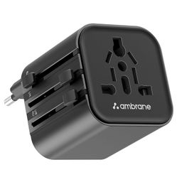 Ambrane Universal Travel Socket, International All in One Worldwide Travel Adapter Socket with 2500W High Power Output with 9 Hole Universal Socket, Compatible in 150+ Countries (ATA-03, Black) image 1