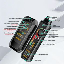 MERISHOPP®Network Cable Tester LED Lamp Portable Multipurpose for Office Network Cable Black|Computers/Tablets & Networking | Computer Cable Testers|1 Piece Transmitter image 5