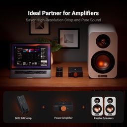 Fosi Audio SK02 DAC Amp Headphone Amplifier Desktop USB C to AUX Digital to Analog Audio Converter Adapter Preamp Optical to 3.5mm 4.4mm Balanced Combo for Home Audio System image 5