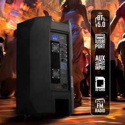 ZEBRONICS Epic Plus Party DJ Speaker, 480 Watts, Supports Bluetooth, USB, SD, AUX, Dual UHF Wireless MIC, Karaoke & Recording Function, Wired Mic Input & Controls, Black image 4