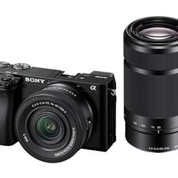 Sony New Alpha ILCE-6100X (Previously ILCE-6100Y) with Upgraded SELP1650 (Ver 2) Power Zoom Lens + SEL55210 Lens | 24.2 MP | APS-C Sensor | Fast Auto Focus | Tiltable LCD – Black image 1