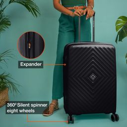 nasher miles Antwerp Hard-Sided Polypropylene Check-in Luggage 24 inch | 65cm TSA Lock 8 Wheels & Expander Medium Trolley Bag for Travel | Suitcase (Black) image 4