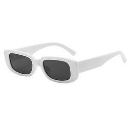 izaan mart Women's Retro Driving Rectangular Mirrored Sunglasses White Frame, Black Lens (Medium, Set Of 1) image 1