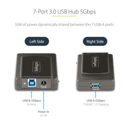 StarTech.com 7-Port USB Hub with On/Off Switch - USB 3.0 5Gbps - USB-A to 7X USB-A - Compact Self Powered USB-A Hub w/ 35W Power Supply - Desktop/Laptop USB Hub - USB Expansion Hub (5G7AS-USB-A-HUB) image 5
