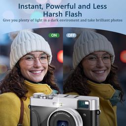 lecran 4K Digital Camera with 48MP, Flash & Viewfinder - Portable Vlogging Camera with 32GB Memory Card & Lanyard image 4