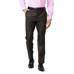 raymond Men Slim Fit Structure Pattern Poly Viscose Blend Pleatless Formal Trouser image 1