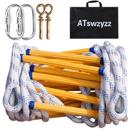 atswzyzz Emergency Fire Escape Ladder,Flame Resistant Safety Rope Ladder with Hooks10FT/13FT/16FT/26FT/32FT/49FT,Fast to Deploy,Easy to Store Withstand Weight up to 2000 pounds(26FT) image 1