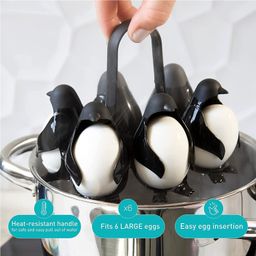 PUNO Penguin-Shaped Boiled Egg Cooker, 3-in-1 Cook, Store and Serve Egg Holder for Making Soft or Hard Boiled Eggs, Holds 6 Eggs for Easy Cooking and Fridge Storage. image 4