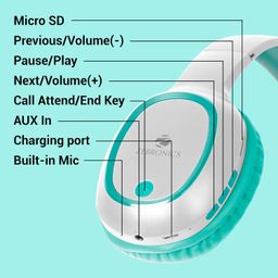 ZEBRONICS Thunder Bluetooth 5.3 Wireless Over Ear Headphones with 60H Backup, Gaming Mode, Dual Pairing, Enc, Aux, Micro Sd, Voice Assistant, Comfortable Earcups, Call Function (Sea Green) image 3