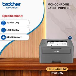Brother HL-L2440DW (New Launch) Auto Duplex Laser Printer, 30 PPM Print Speed, LCD Display, 64 MB Memory, (WiFi WiFi Direct LAN USB), 250 Sheet Paper Tray, 3000 Pages Inbox Toner, Free Installation image 4