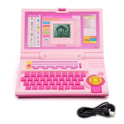 Gooyo GY-1105P Plug & Play English Learner Educational Laptop Toy with 20 Learning & Playing Activities | Pink Color, Dual Power Supply Source: Micro USB Cable (Included) & 3xAA Battery (Not Included) image 1