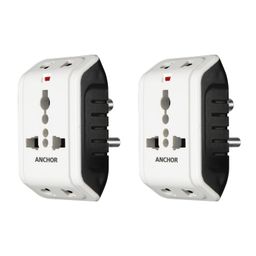 ANCHOR 6A 3 Pin Multi Plug Socket Travel Adapter with Universal Socket, 3 Pin Multi Plug Extension Socket (White - PK2) image 1