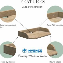 invenzo - the innovative furniture Invenzo® Engineered Wood Set Top Box Stand Wall Mounted for Home Wall Shelf for Holding Mini Speakers, WiFi Router, Mobile Charging Stand, Game Console Remote Streaming Device (Teak) image 4