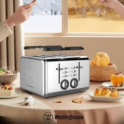 Westinghouse 4 Slice Toaster WKTTCB807SS | Self-Centering Slots | Variable Browning Control | Removable Warming Rack | Integrated Cord Storage | Cancel, Reheat, Defrost Functions | Silver image 2