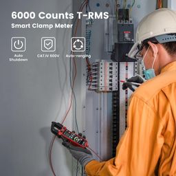 KAIWEETS Digital Clamp Meter T-RMS 6000 Counts, Voltage Tester Auto-ranging, Measures AC/DC Current Voltage Temperature Capacitance Resistance Diodes Continuity Duty-Cycle (not include battery) image 2