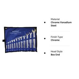 Taparia Combination Spanner Set 12pc Wrench Chrome Vanadium CSS12 image 4
