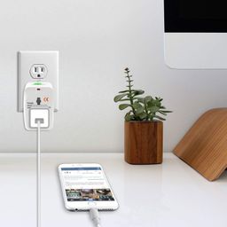 kavana Universal Travel Adapter International All in One Worldwide Travel Multi Plug Adapter Cable & Wall Charger with Build in Socket Charger for USA EU UK AUS (White) image 3