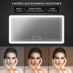 Vanmirr Car Sun Visor Inside Vanity Mirror With LED Lights - 3 Modes, 80 LEDs, Rechargeable, Dimmable Touch Control, Universal Fit image 4