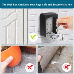 Lospu HY Key Lock Box with 4 Settable Digit Combination Wall Mounted Made of Weather Resistant Steel for Indoors or Outdoors Holds up to 5 Keys image 5