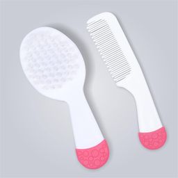 1st Step Matte Collection Easy Grip, Soft & Gentle Comb and Brush Grooming Set - Pink image 2