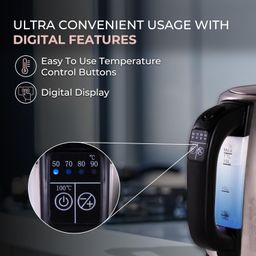 V-Guard VKS17-DG Digital Electric Kettle 1.7 Litre with Keep Warm Function | Digital Controls & Variable Temperature Settings | Multicolor LED indicators | Hot Water Kettle For Fast Boiling image 2