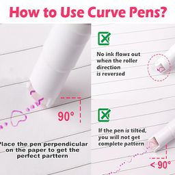 VGRASSP Linear Roller Curve Highlighter Pen Pack Of 6 Pens - Toy Set For Kids And Adults - Includes 6 Different Patterns and 6 Colors - Best For Decorating Scrapbook, Highlighting Text image 5