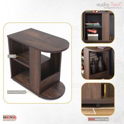 Studio Kook Bene Engineered Wood Side Table | End Table with Storage, Matte Finish (Junglewood) image 3