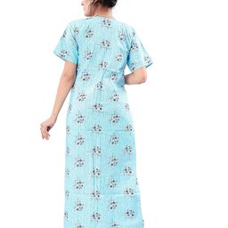 ankona Feeding Nighty in Pure Fine Cotton with Buttons on Neck for Comfortable Wearing & 2 Side Zips for Feeding Purpose. image 2