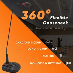 DIGIMORE 24" Desktop Podium Gooseneck Condenser Microphone | XLR Input, ON/Off Switch | Ideal for Meetings, Video Conferences, Streaming, Lectures (D-660) image 5