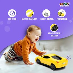 Gooyo GY-222CH Rechargeable Remote Control Car Toy | Yellow Color, Power Source: Lithium Rechargeable Battery for Car (Included) & 2xAA Battery for Remote Controller (Not Included) image 5