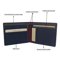 gil Genuine Leather Bifold Wallet for Men – Premium Full-Grain Leather with RFID Blocking, Stylish Blue Stitching, Slim and Durable Design, Ideal Card Holder for Everyday Use, Elegant and Secure Gift. image 3