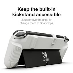 Skull & Co. NeoGrip Bundle: An Ergonomic Grip Hard Shell with Replaceable Grips [to fit All Hands Sizes] for Nintendo Switch OLED and Regular Model [with Carrying Case] - White image 4