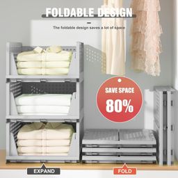 VERAT Plastic Foldable & Stackable Organizers Rack | Drawer, Shelf Storage Container for Home Wardrobe & Cupboard (6 pcs) image 3