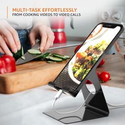 amazon basics Desktop Mobile Stand Phone Mount Tabletop Holder for Phones and Tablets - Black image 4