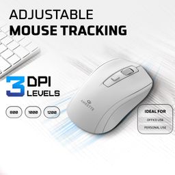 Amkette Hush Pro Astra Wireless Mouse with Advance 2.4 Ghz Connectivity, Silent Switch, Ergonomic Design, High Precision 3 DPI Settings, Mouse On/Off Switch, Smart Auto Sleep Function (White) image 3