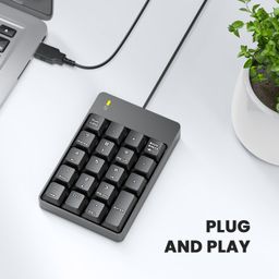 swiztek USB 2.0 Wired Numeric Keypad – Slim Mini 18-Key External Plug & Play Number Pad Digital Keyboard for iMac, MacBook, PC, Laptop & Desktop image 4