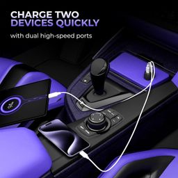 dr vaku DR VAKU® 53W Car Charger Dual Port Output Fast Charging Type C PD 33W + 20W QC 3.0 USB for iPhone 15/14/13 All Series & Android Phones with 1 Meter Type C to Lightning Data Cable (Charger+Cable) image 4
