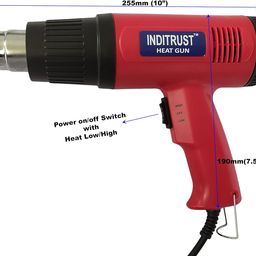 INDITRUST 2000W RED Heat Gun with Dual Temperature setting and 3 Nozzle Attachments, Hot Air Gun Heating helps in Shrink Wrapping, Paint Removal, Wire Shrinking, Crafting image 3
