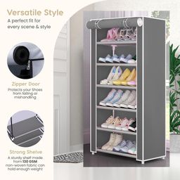 YouCopia Portable Shoe Rack with Dustproof Zip Cover - DIY MultiPurpose Shoe Rack Organizer, 6-Layer Shoe Rack for Home -Shelf with Dustproof Door Entryway for Heels/Slippers image 3