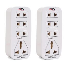 3 + 1 Multiplug with LED Indicator, 4 Universal sockets (Beige_Pack of 2) image 1